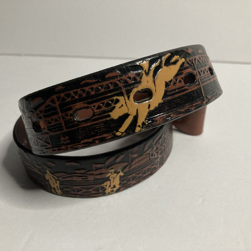 Nocona Belt Co. cintura in pelle lavorata giovanile bull rider western taglia 22 senza fibbia - Foto 15 di 22