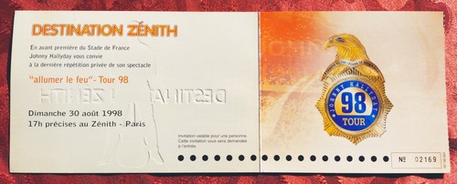 EINLADUNG ZENITH JOHNNY HALLYDAY 29. AUGUST 1998 + BRIEFMARKE JH TOUR 66 - Bild 2 von 2