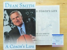DEAN SMITH signed A COACH'S LIFE 1999 First Book PSA UNC NORTH CAROLINA TARHEELS