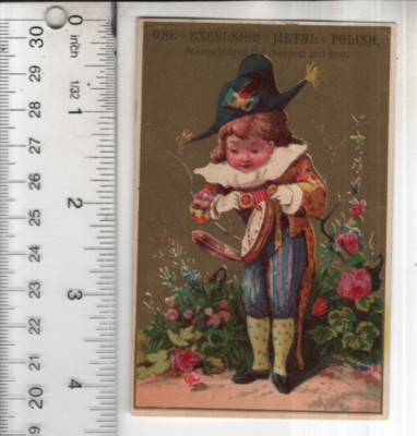 Excelsior Metal Polish Cheapest & Best Victorian Trade Card 4''x3'' VTC-XC296