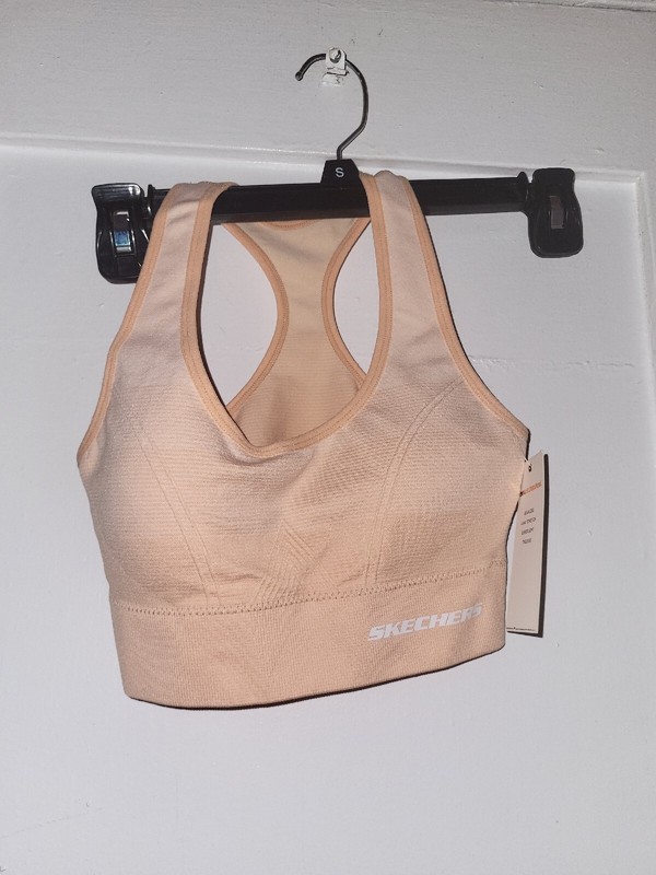 SKECHERS Sports Bra Womens Sz S /Orange Racerback Padded Scoop Neck Wireless