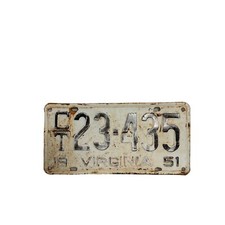 Vintage 1951 Virginia CT License Plate #23-435