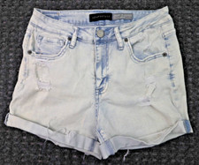 Aeropostale Mom Rise Midi Cuffed Leg Shorts Woman's Size 6 Denim Blue Zip Fly