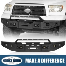 Hooke Road Bull Bar Front Bumper W Winch Plate Light For 07-13 Toyota Tundra