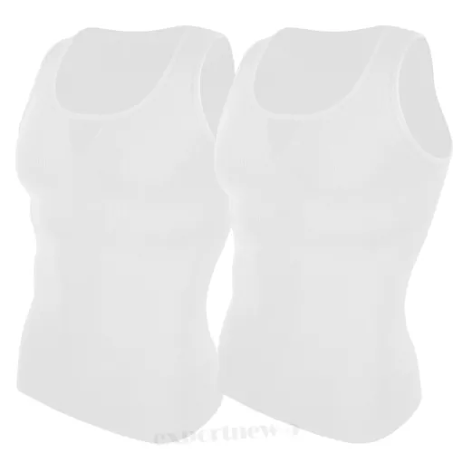 MENS SLIMMING BODY SHAPER BELLY TUMMY CONTROL SHIRT COMPRESSION VEST UNDERWEAR - Bild 16 von 22
