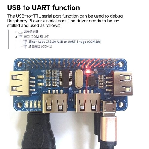 4 Ports USB Hub Expansion Board forRaspberryPi / ZeroW Enhances Functionality - Photo 3/8