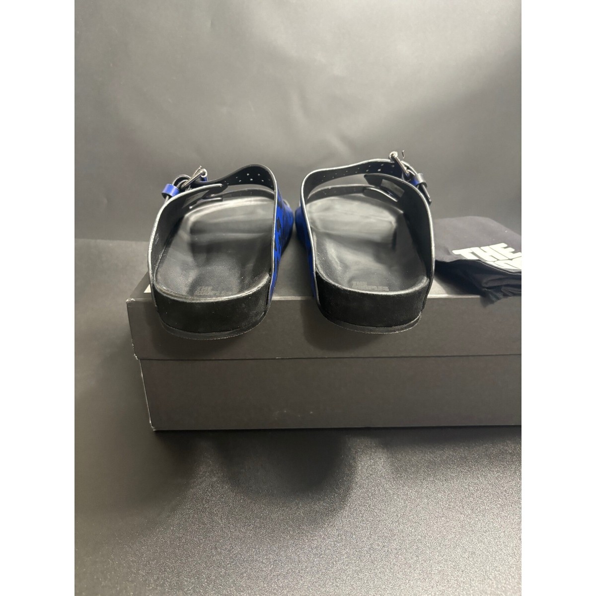 The Kooples NEW Leopard Print Slides Sandals Buckle Accents Blue Black FR 43/U 9 The Kooples NEW Leopard Print Slides Sandals Buckle Accents  main image 4