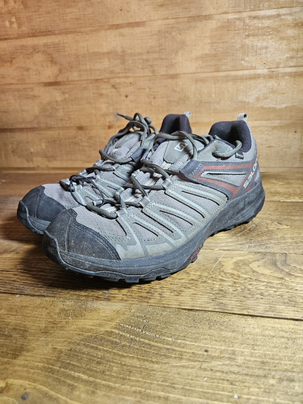 Scarpe da corsa Salomon uomo X Crest GTX Gore Tex grigio rosso trail taglia 11