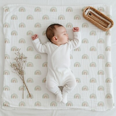 Neutral Salbei Regenbogen Bio Bambus Baby Musselin Swaddle Decke Tuch Geschenk