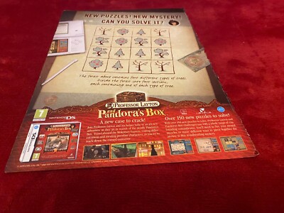 GAME3 GAME ADVERT 11X8 PROFESSOR LAYTON & PANDORA.S BOX DS