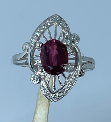 14k Pink Tourmaline & Diamonds Ring , White, Yellow, Rose Gold, Free Sizing, USA - Imagen 5 de 9