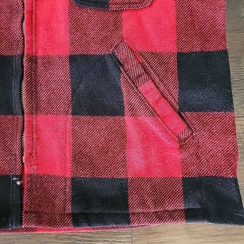 Vtg Woolrich Buffalo Plaid Collar Zip short men's coat Sz 44 Wool Red Black - Picture 7 of 24