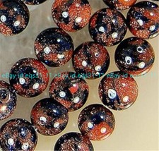 6/8/10/12mm Blue Brown Gold Sandstone Goldstone Round Gems Loose Beads 15"