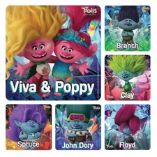 25 Trolls Band Together Stickers, Assorted 2.5"x2.5" each, Party Favors