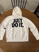Nike  Just Do It  embroidered White Hoodie Medium