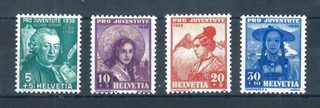 Switzerland 1938 Pro Juventute full set of stamps. MNH. Sg J84 J87.