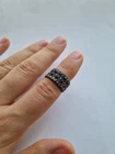 Vintage Sterling Silver 925 Marcasite Ring Art Deco Lace Design With Patina Sz 6