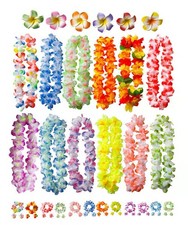 50 PCS Soft Hawaiian Leis Luau Party Decorations Tropical Party Favors Lei Ha...