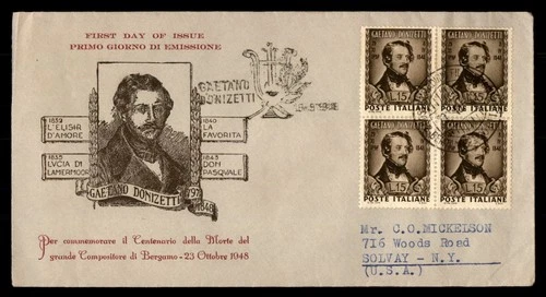 Mayfairstamps Italy FDC 1948 Gaetano Donizetti First Day Cover aaw_76375