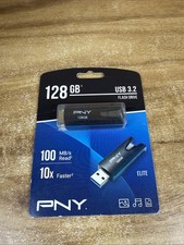 PNY Elite 128GB USB 3.2 USB-A Flash Drive Black 100MB/s USB 2.0 Compatible