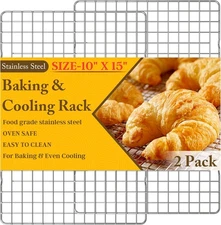 2PCS Cooling Racks for Cooking and Baking - 10" x 15"Heavy Duty Stainless Steel 