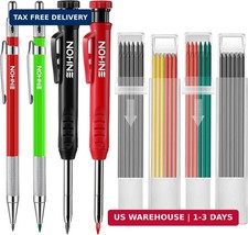 HeavyDuty Carpenter Pencils 4 Pack with 36 Refills Deep Hole Marker for Woodwor