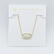 Kendra Scott Elisa Gold Pendant Necklace in White Opal
