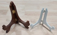 2 Easels Plastic + Wood Picture Art Photo  Plate Holder Display Stand Decorative