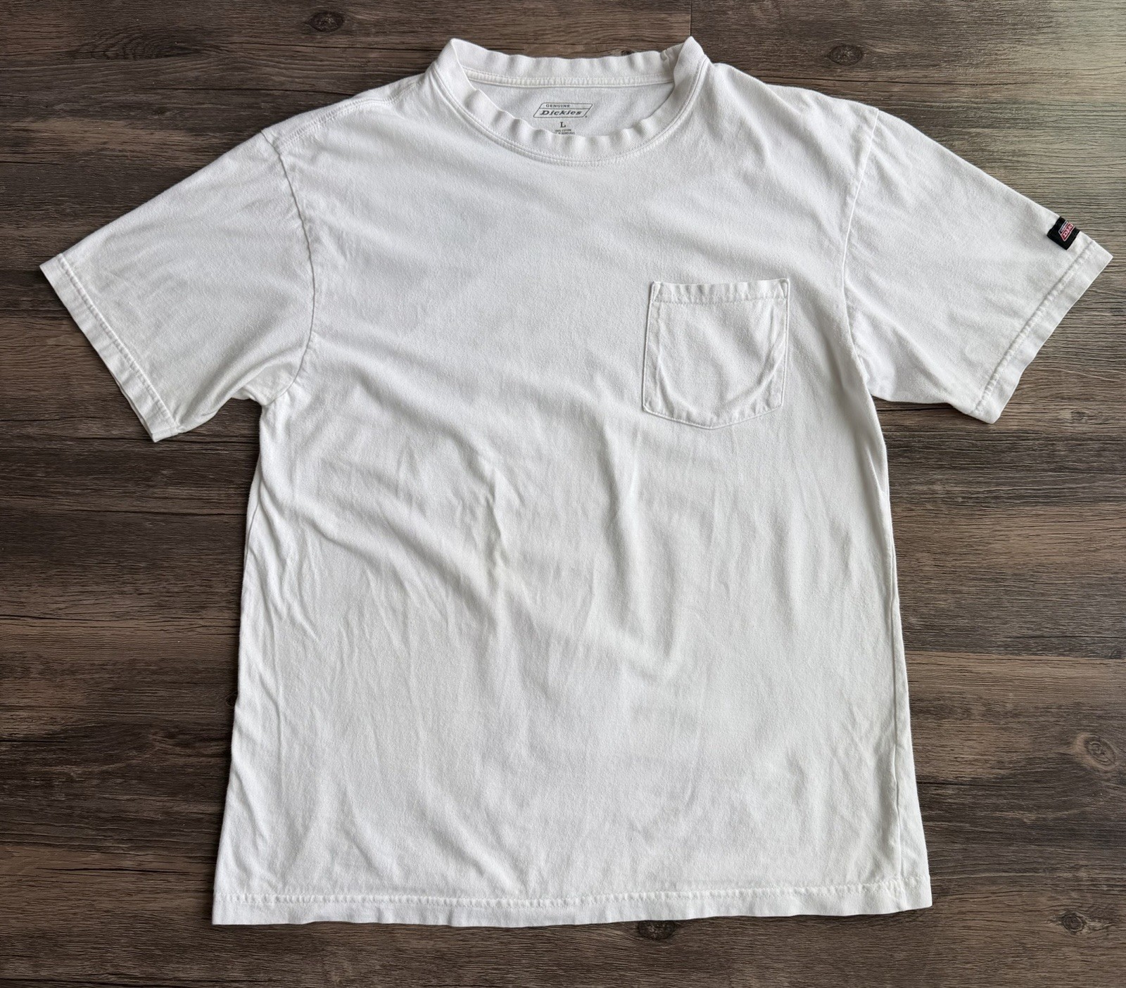 Dickies Pocket T Shirt Men L White Heavyweight Cotton Workwear Tee Durable