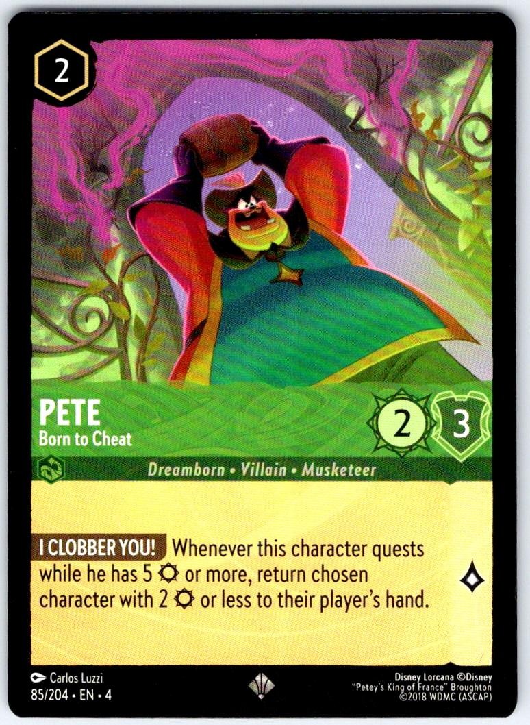 Pete - Born to Cheat 85/204 Super Rare Ursula's Return Lorcana Near Mint