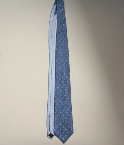 TOMMY HILFIGER BLUE LIME PALM TREES DESIGN SILK TIE / NECKWEAR 58” 3 1/2” - Picture 3 of 6