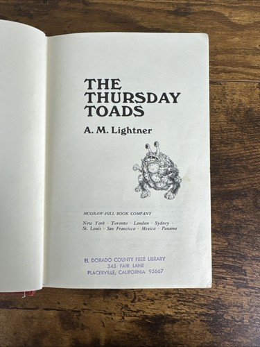 THE THURSDAY TOADS BY A. M. LIGHTNER 1ST/1ST HC/DJ - VINTAGE SCI-FI; EX-LIBRARY - Picture 7 of 10