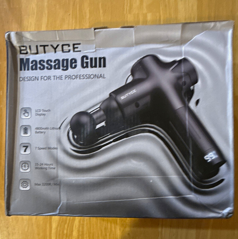 BUTYCE Percussion Massage Gun LCD Display Multispeed 7 Heads Black Battery