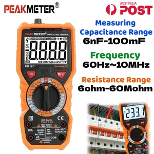 PEAKMETER PM18C Multimètre numérique vrai RMS Compteur de résistance à la tension NCV Testeur
