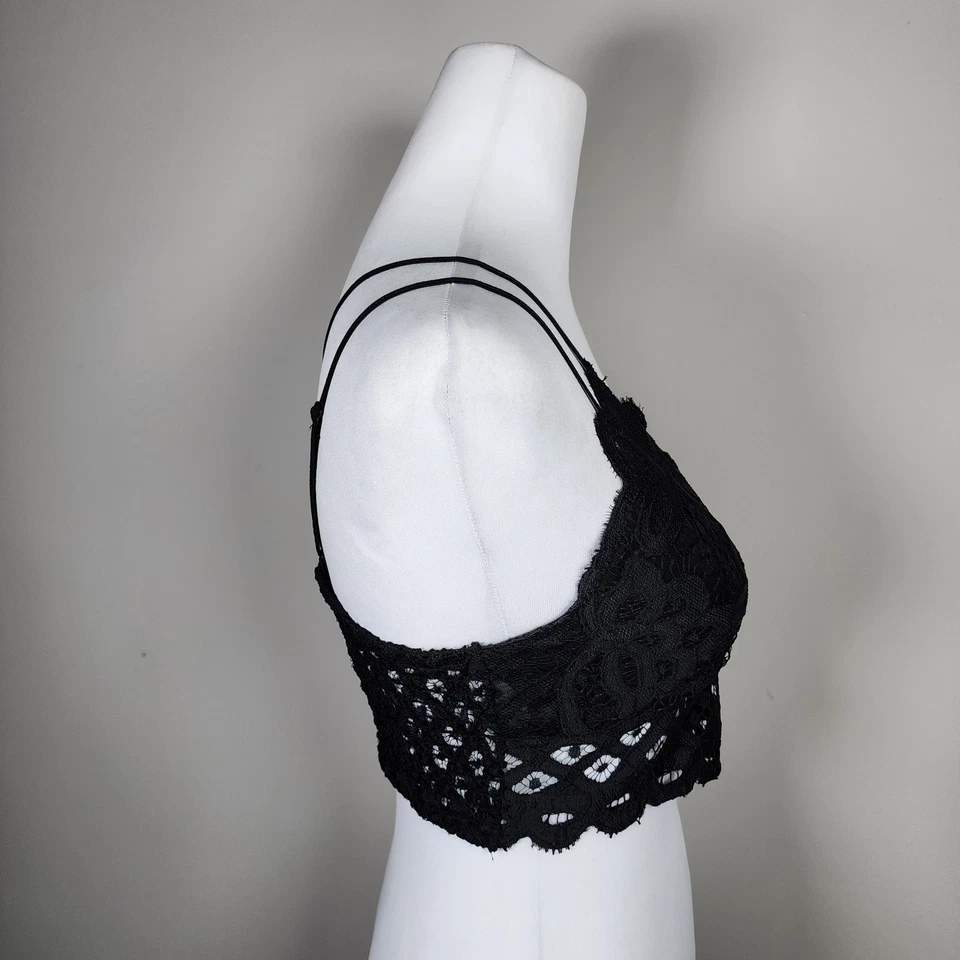Anemone Lace Bralette Womens Medium Unstructured Black Boho Double Straps Adjust - Изображение 3 из 4
