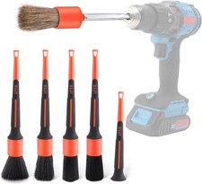 Car Detailing Brush Set, 5 Pack V2.0 Soft Boar Hair Auto Detail Brush Kit with D