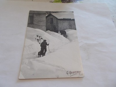 THEMA FOTO von GUY GEOFFROY L WINTER IM WEILER BAUER KUH HUND IM SCHNEE