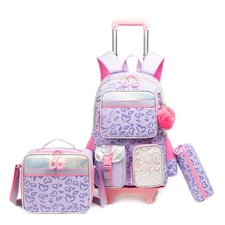 Rolling Backpack for Girls with Wheels Backpack for School Girls 6-8 Love Sha...