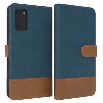 Für Samsung Galaxy Note 20 / 5G KlappDenim Hülle EC Kartenfach Kunstleder Blau