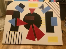 Suprematism Acrylic On Canvas Painting 24 X 30