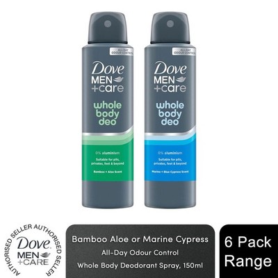 Dove Men+Care Ganzkörper Bambus Aloe oder Marine Zypresse Deodorant Spray 150ml, 6er Pack