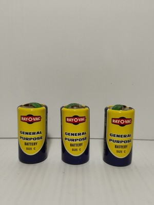 3 Vintage Rayovac Dead Batteries with original tape seal