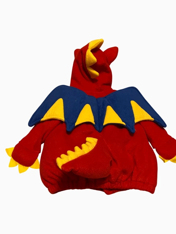 Antiguo Disfraz de Halloween Dragón Azul Marino 6/12 M Rojo y Azul Vellón Foto 3 de 4