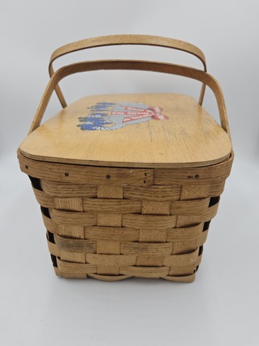 Basketville Picknickkorb bemalt Texas Gürteltier Bluebonnet Blumen Putney VT - Bild 11 von 15