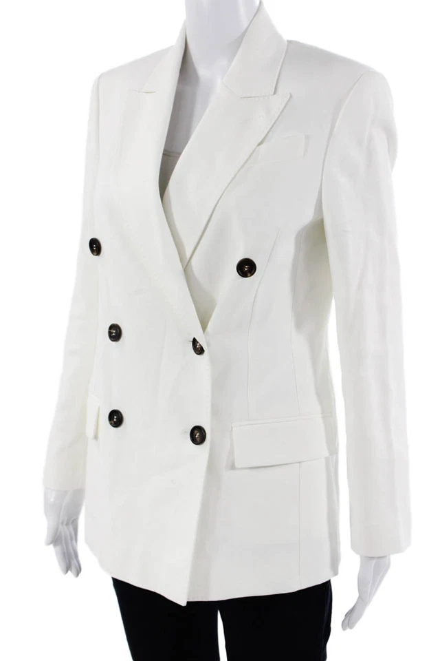 Blazer Brunello Cucinelli Unisex Blanco Cuello Botón Manga Larga Talla 38 Foto 3 de 4