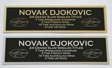 Novak Djokovic nameplate for signed autograped tennis ball photo racket