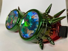 Kaleidoscope Glasses Steampunk Cosplay Goggles Removable lens Red green
