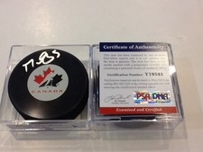 Mark Giordano Signed Team Canada Hockey Puck PSA DNA COA Flames Autographed a