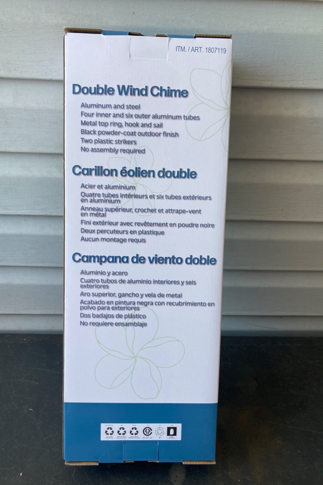 Costco Double Wind Chime 7.4"  Diameter x 46.4" Tall Harmonic Aluminum Tubes