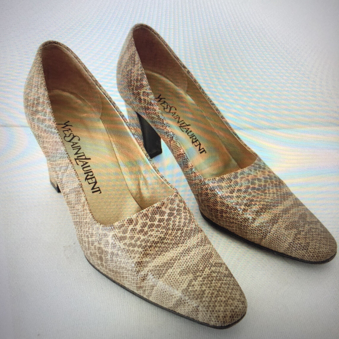 Decolte Yves Saint Laurent donna taglia 6 5 ufficio sirena pelle tacco blocco serpente